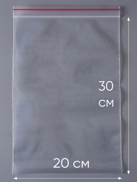 Пакет с замком Zip-Lock (Зип лок), 20х30 см, особопрочный, 80 мкм, 100 шт.