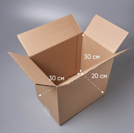 Коробка картонная, 30х20х30 см, объем 18 л, 25 шт. (Гофрокороб, 300х200х300 мм )
